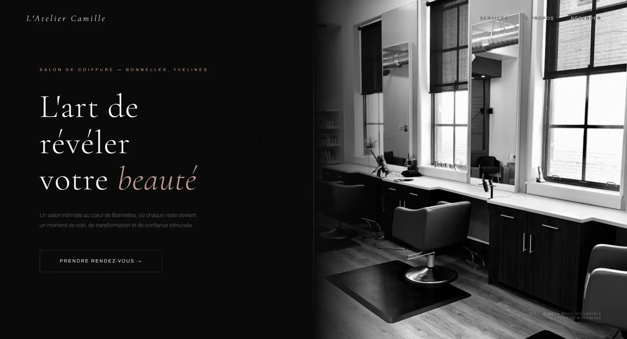 Démo site salon de coiffure · L'Atelier Camille